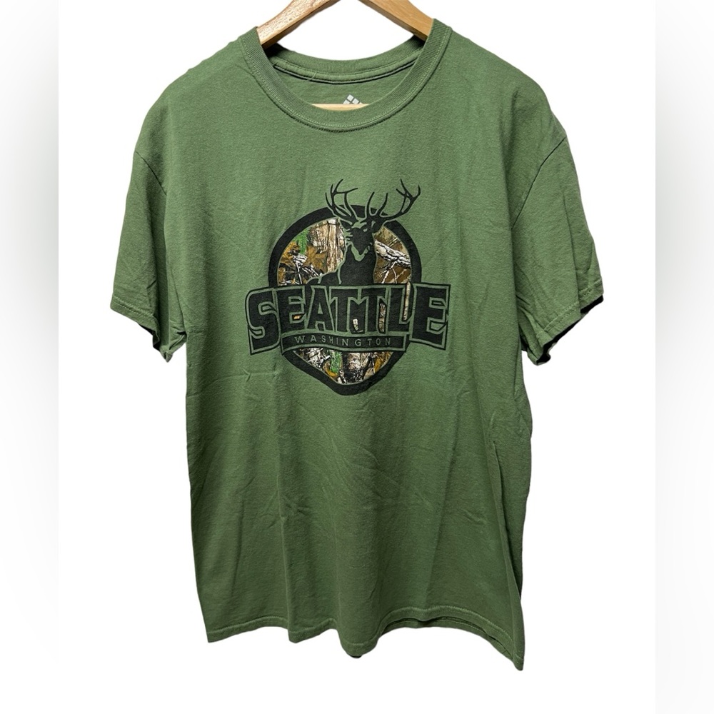 Point Sportswear Seattle Washington deer head green t-shirt size large